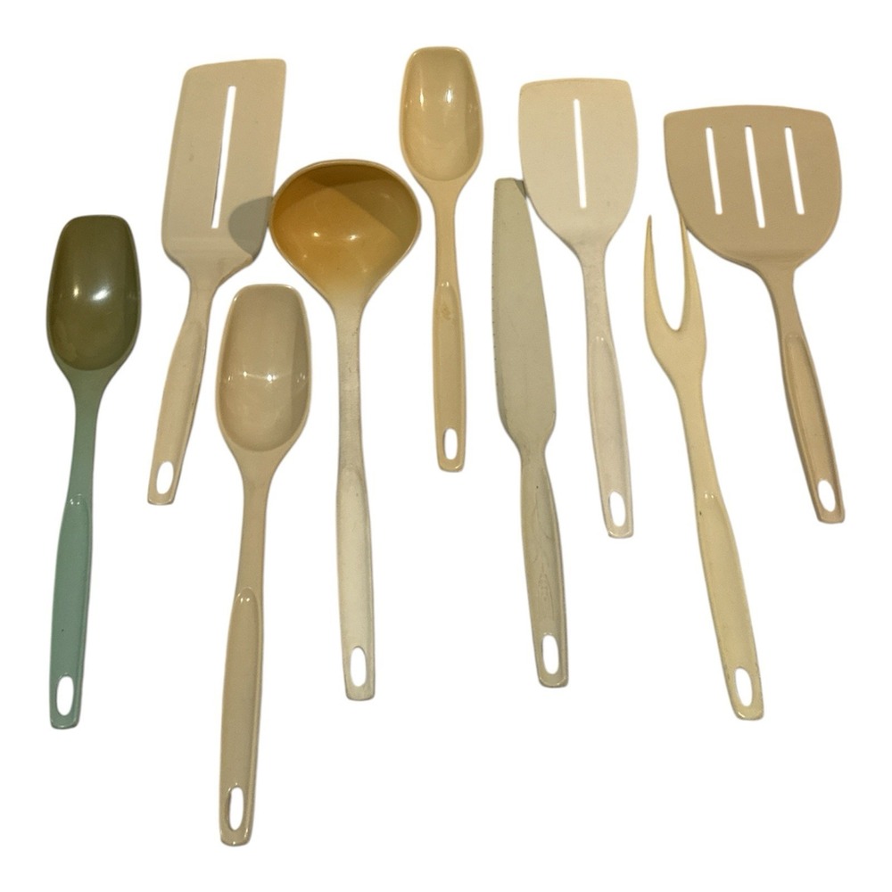 Vtg  Foley nylon plastic kitchen utensils Lot Of 9 Used Serving Spoons  & More‎